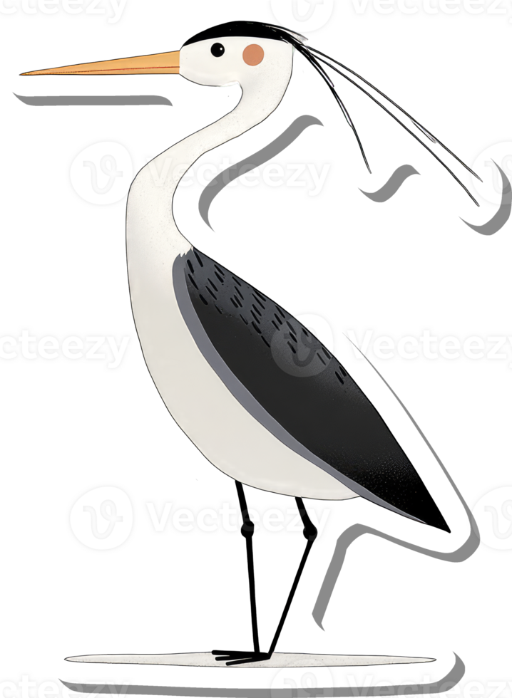 A stylized illustration of a graceful heron bird png