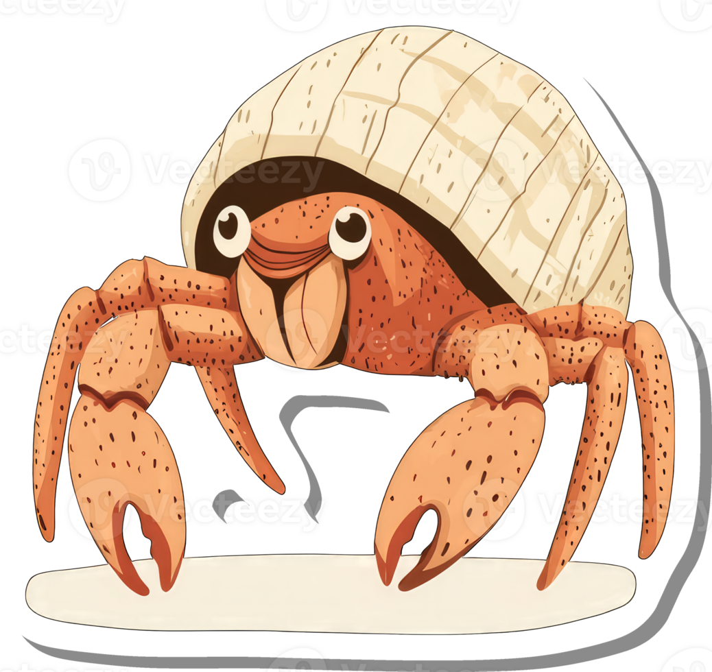 Adorable Cartoon Hermit Crab Wearing Shell png
