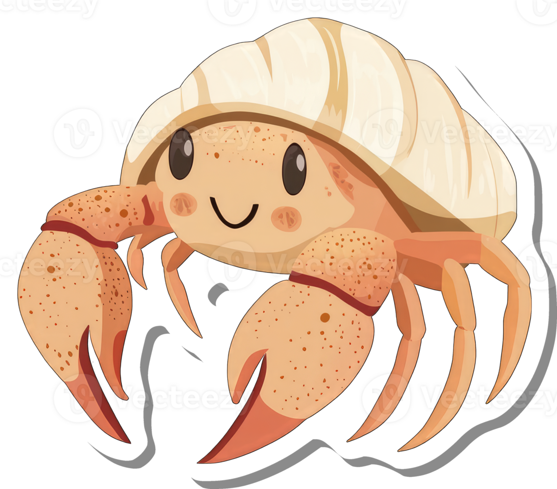 Adorable Cartoon Hermit Crab In Its Shell png