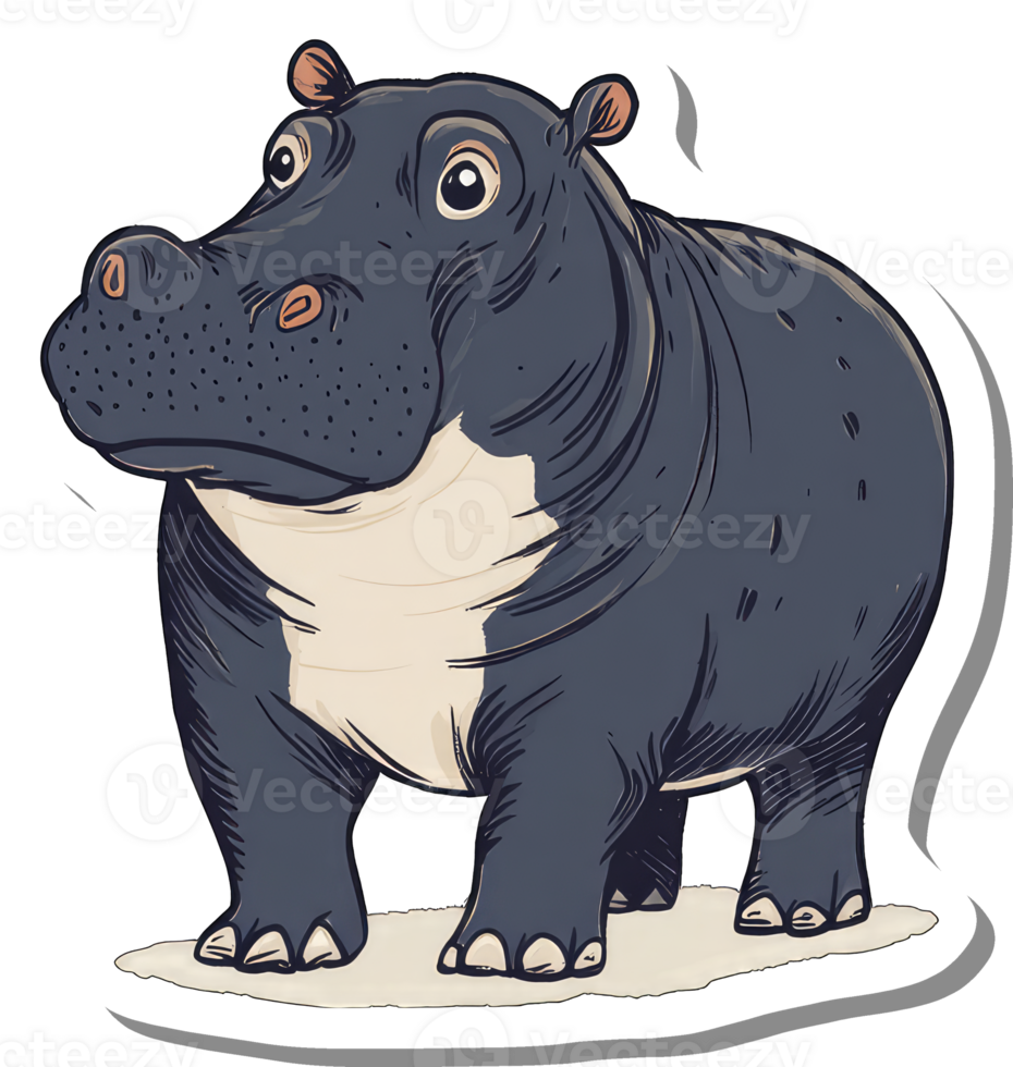 A Cartoon Illustration Of A Cute Hippopotamus png