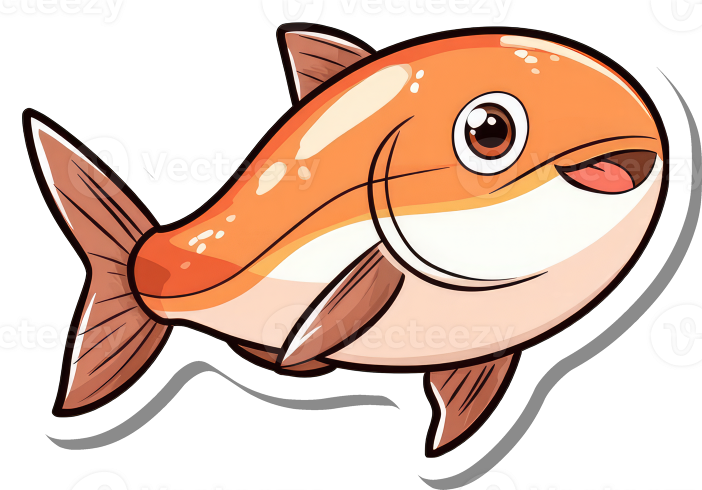 A Happy Orange Fish Cartoon Sticker Design png