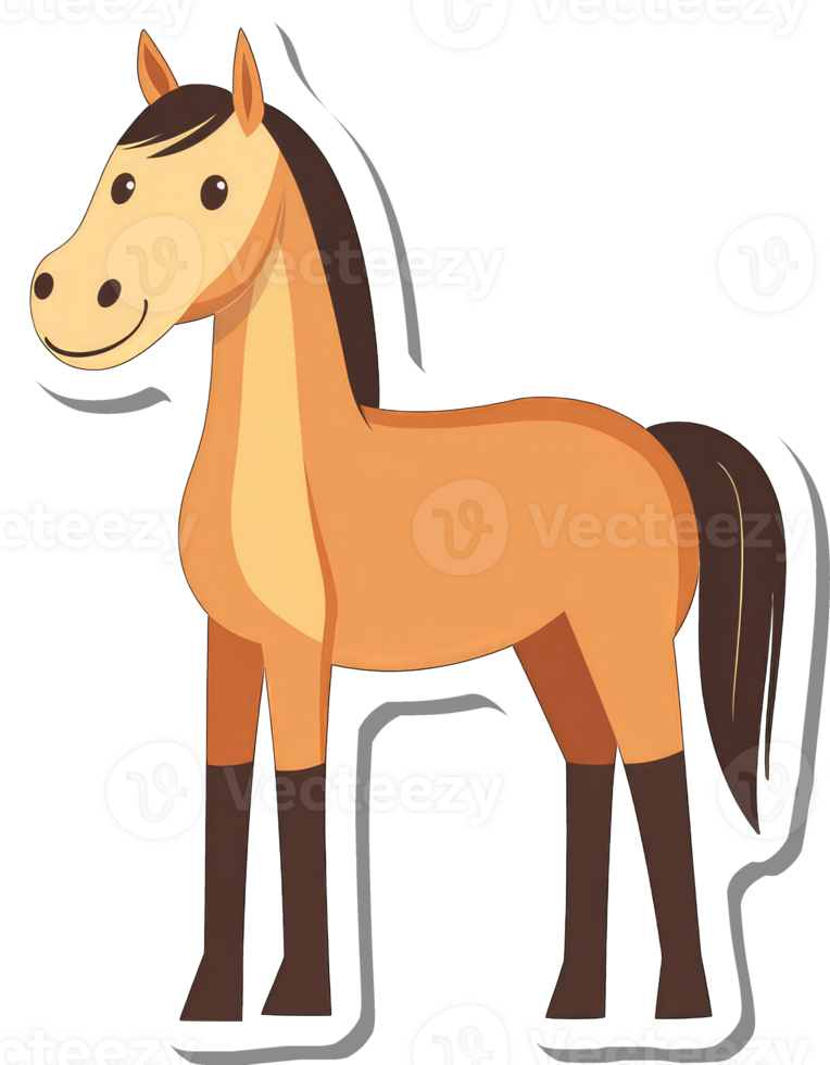 A Cute Cartoon Horse Stands Happily png