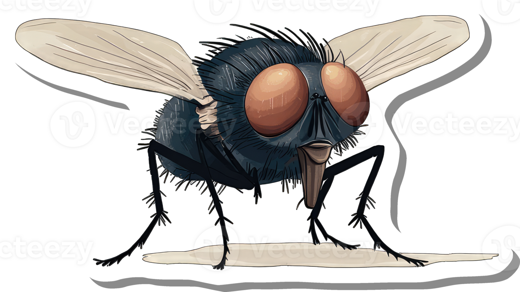 A Detailed Illustration Of A Large Housefly png