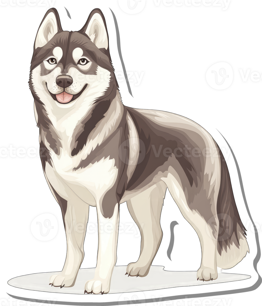 A Gray and White Husky Dog Stands Proudly png