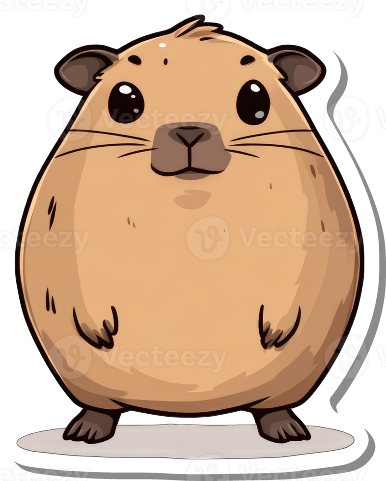Adorable Cartoon Capybara Illustration Featuring Large Eyes png