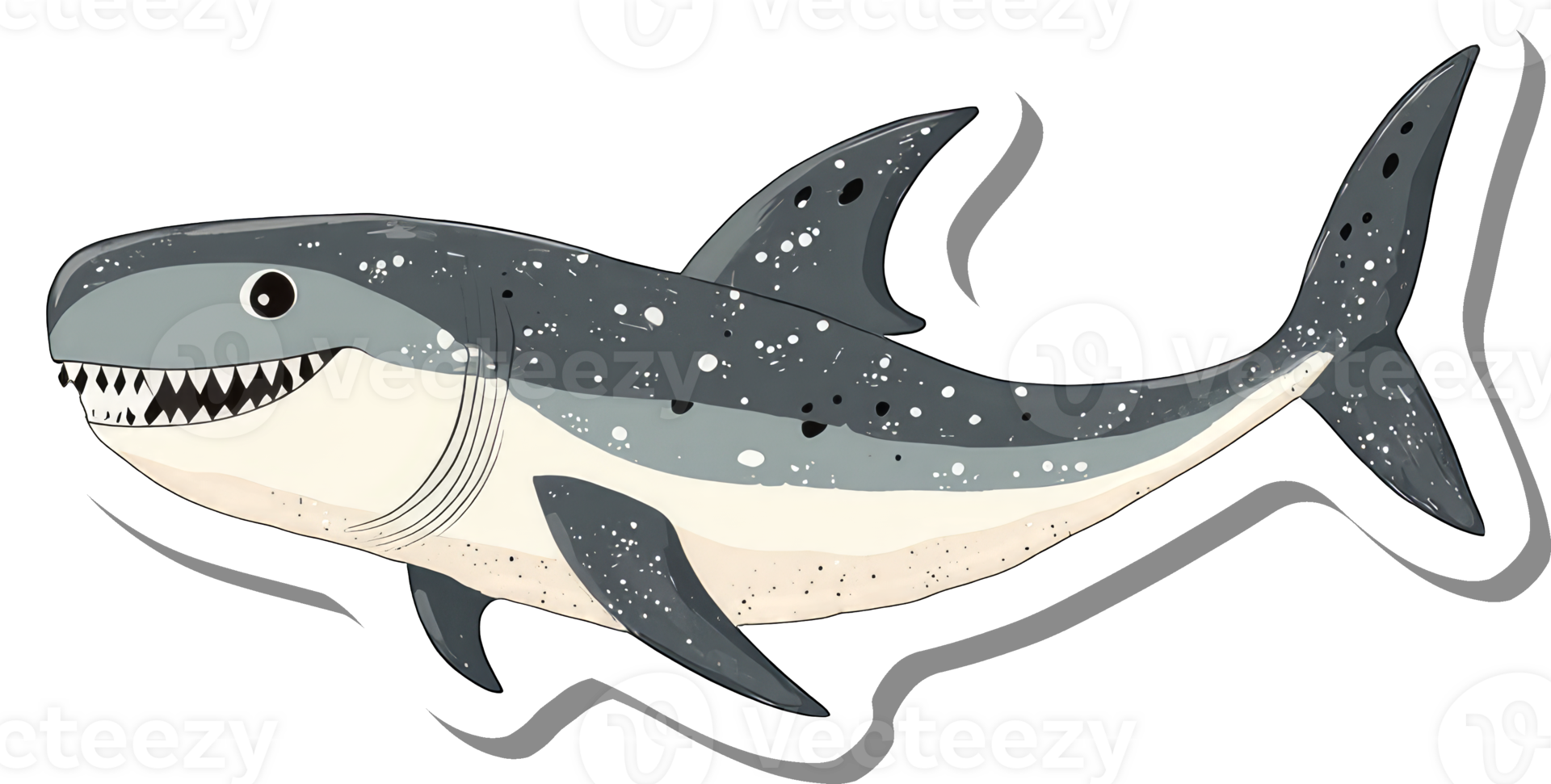 Smiling Megalodon Shark Sticker Illustration png