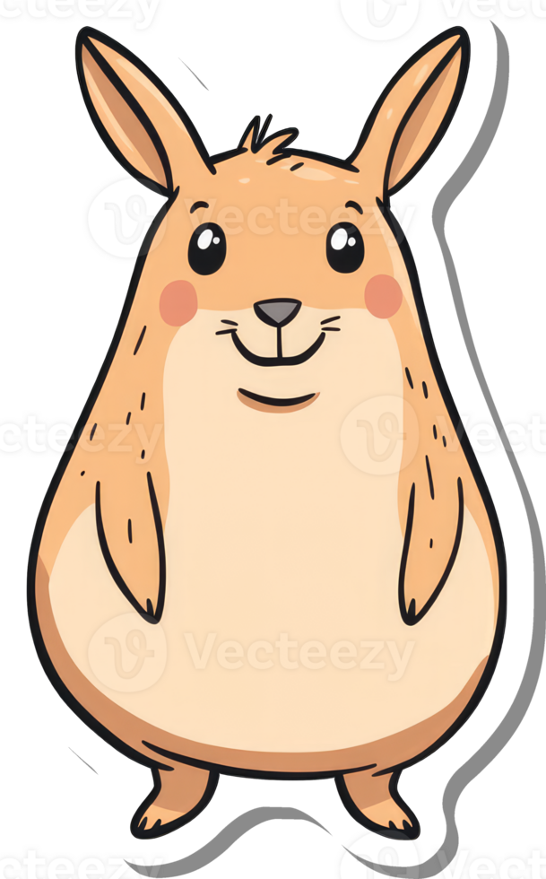 A Happy Chubby Rabbit Sticker Design png