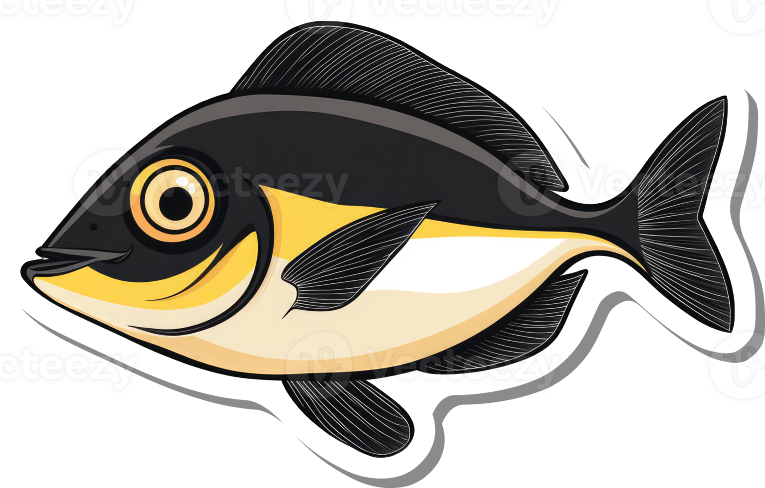 A Cartoon Illustration Of A Black And Yellow Fish png