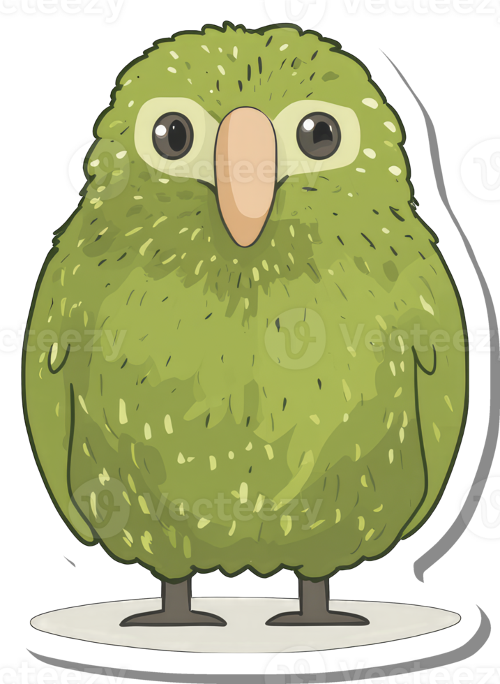 Adorable Green Bird Cartoon Illustration png