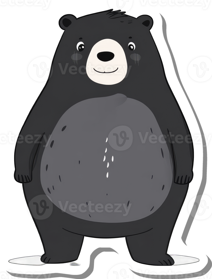 Adorable Cartoon Black Bear Standing Happy png