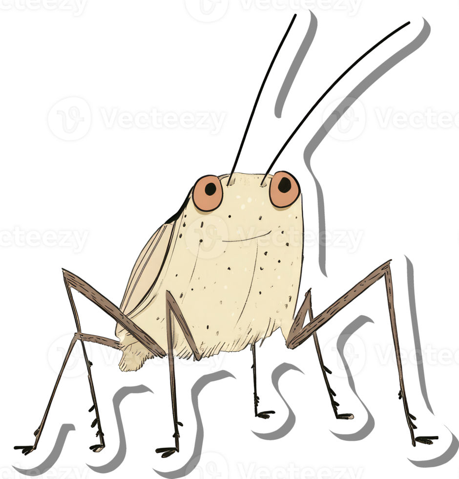 Whimsical Illustration Of A Beige Insect With Long Legs png