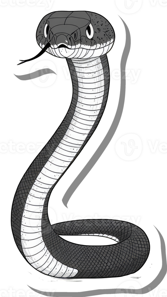 A stylized grayscale illustration of a cobra snake png