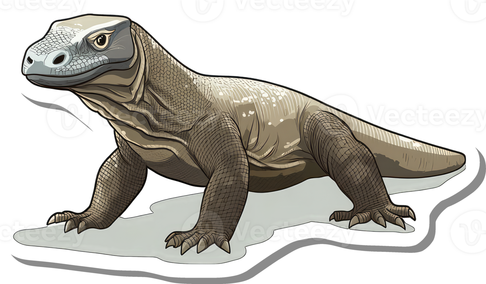 Komodo Dragon Illustration Showing Detailed Anatomy png