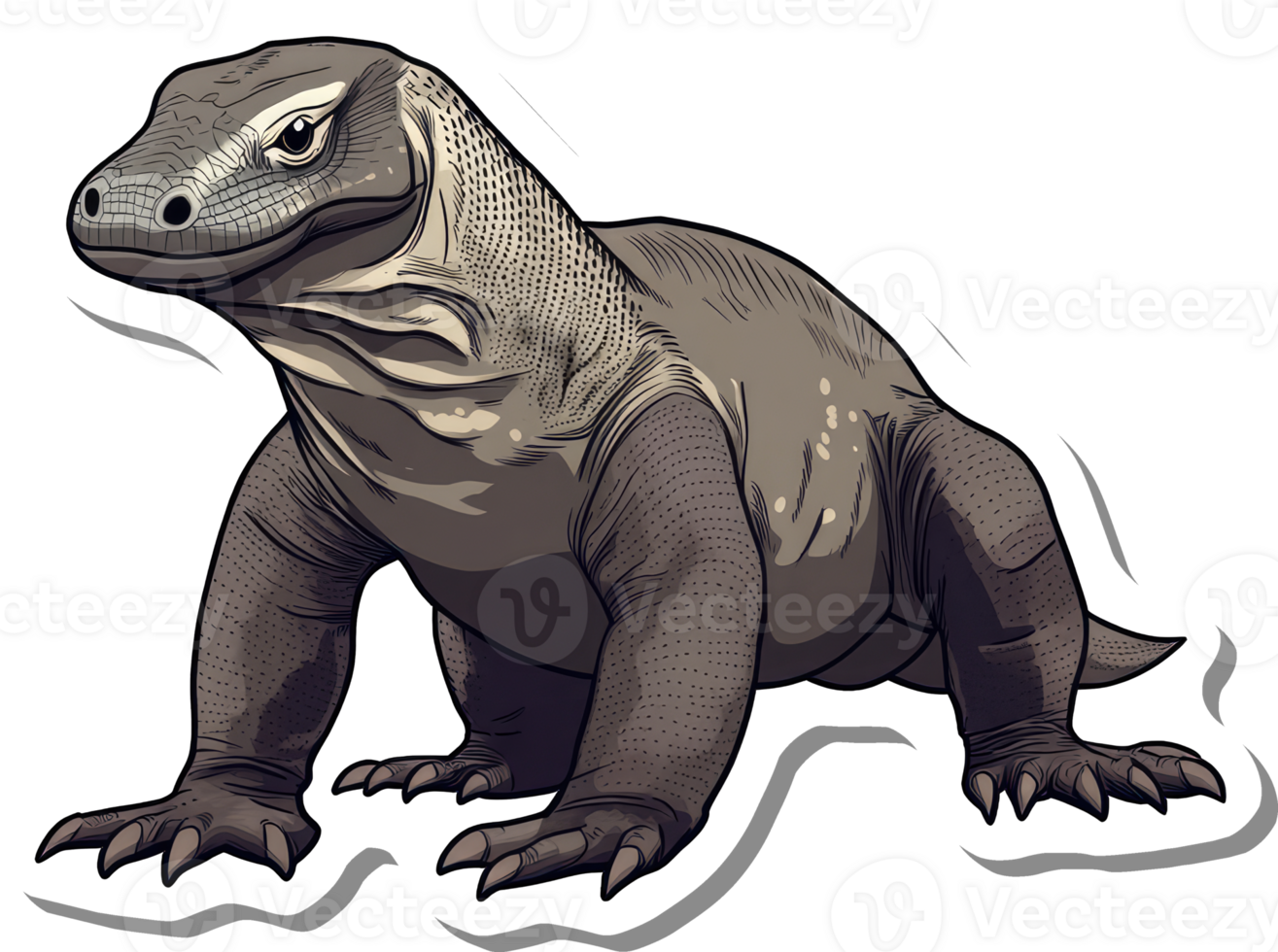 Komodo Dragon Illustration Artistic Reptile Drawing png