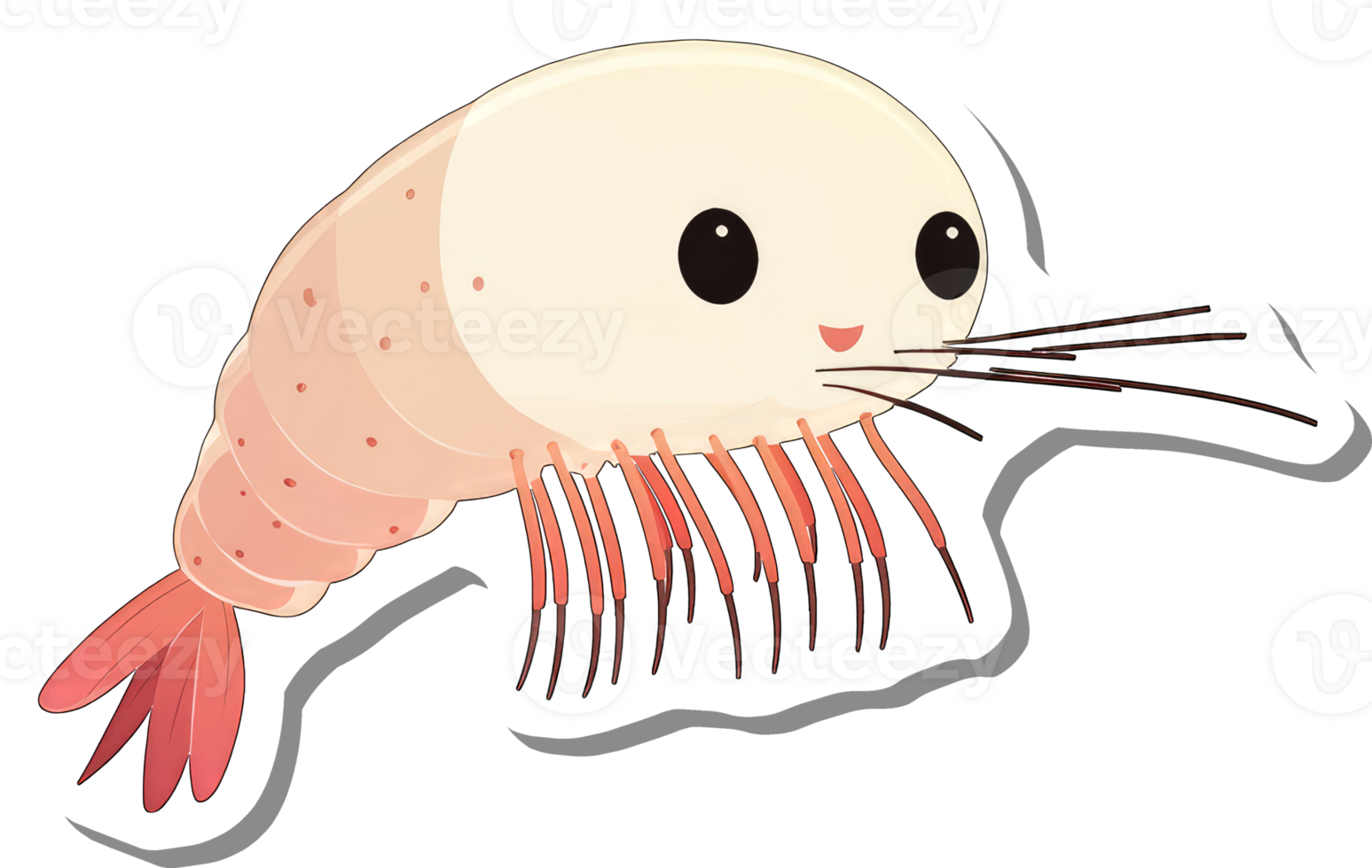 Adorable Cartoon Shrimp Character Illustration png