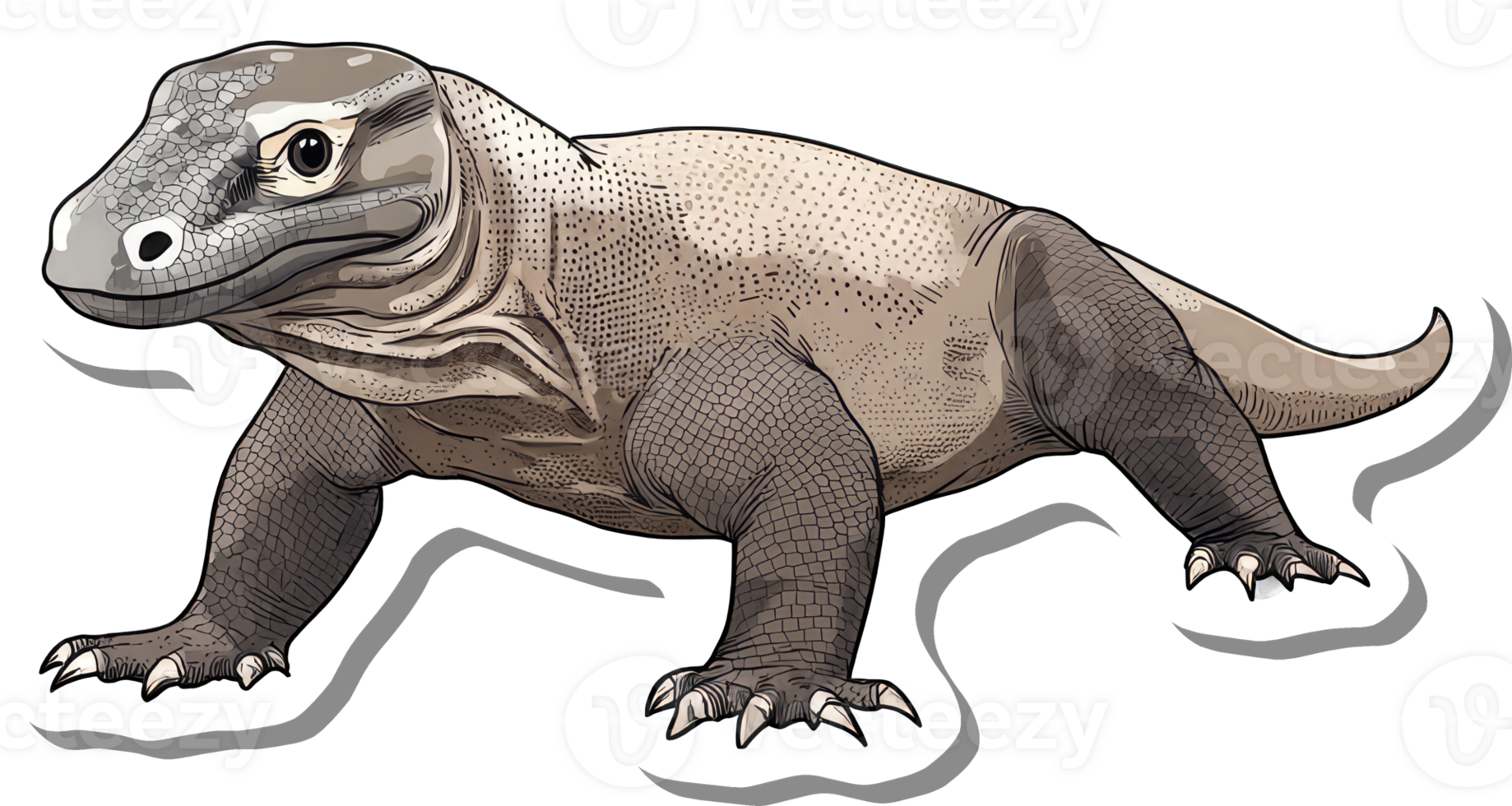 Komodo Dragon Illustration Showing Detailed Scaly Skin png