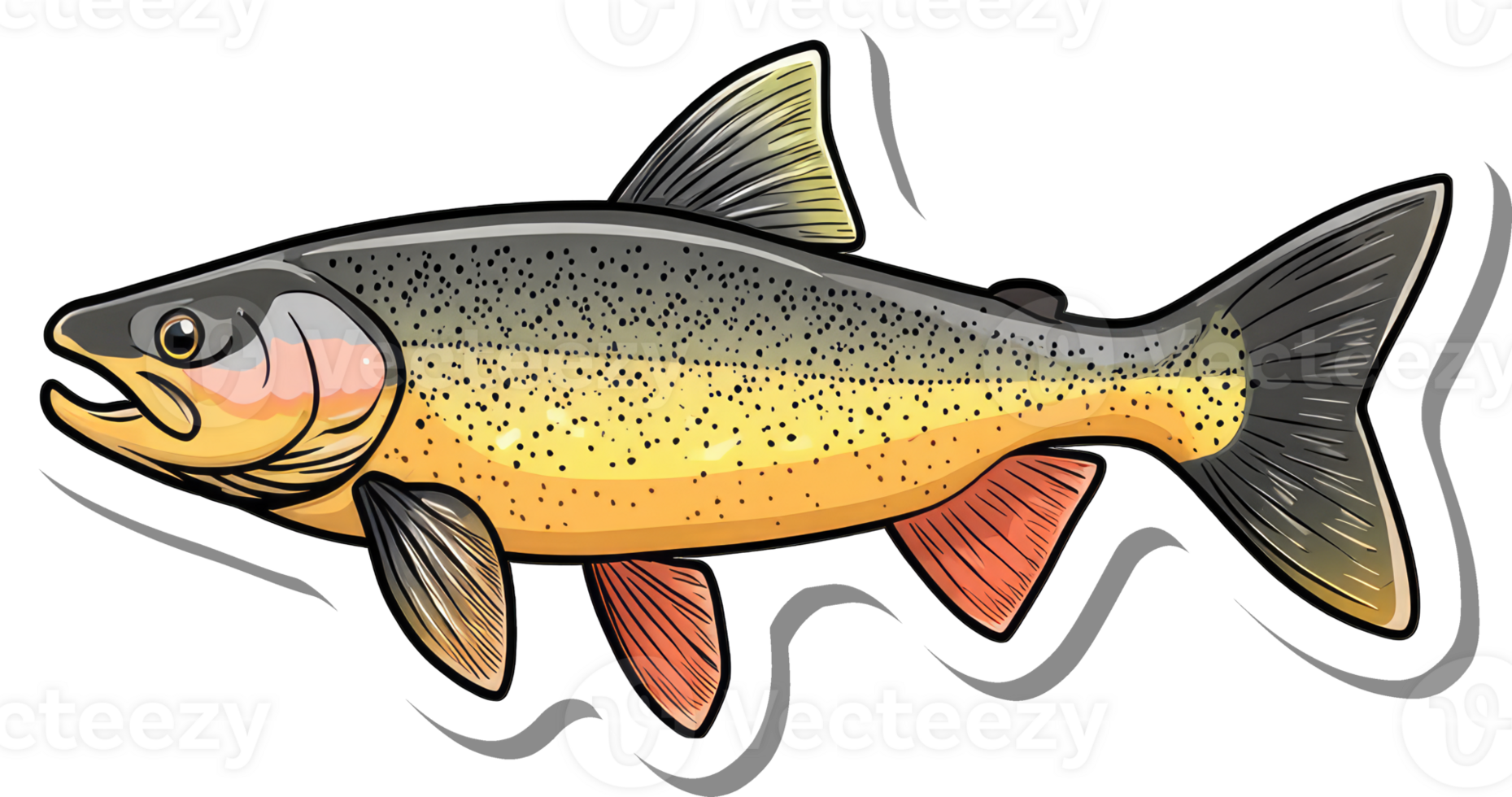 A Colorful Illustration Of A Brook Trout Fish png