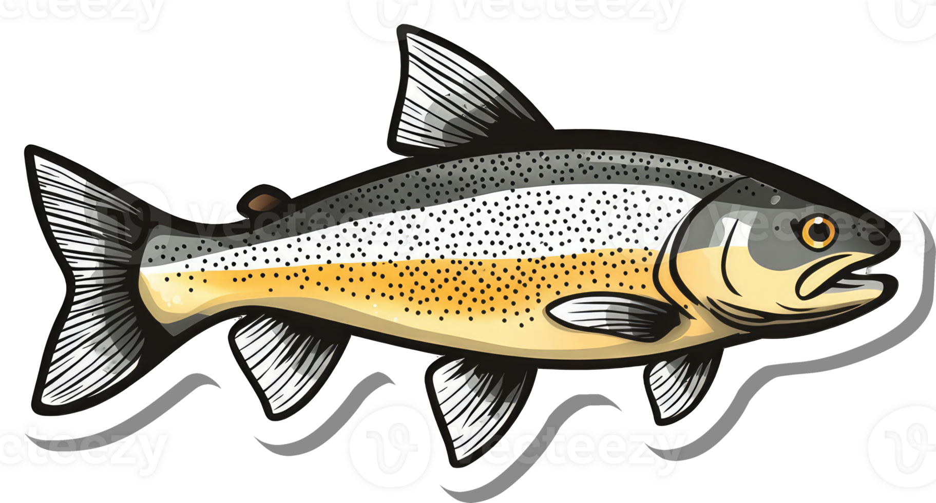 Illustrated sticker of a speckled river trout fish png