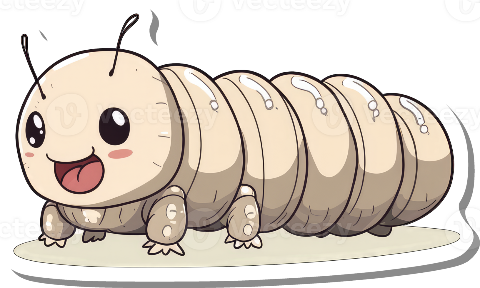 Adorable Cartoon Caterpillar Happy Smiling Creature png