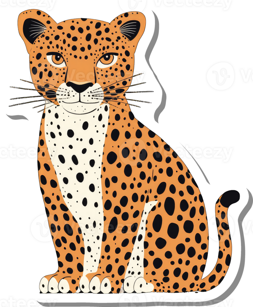 A Spotted Leopard Sitting Calmly and Serene png