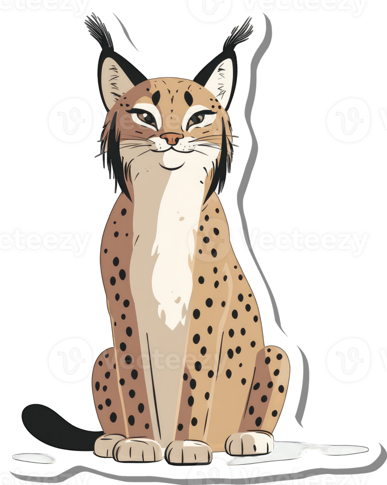 Adorable Lynx Sitting on White Background png