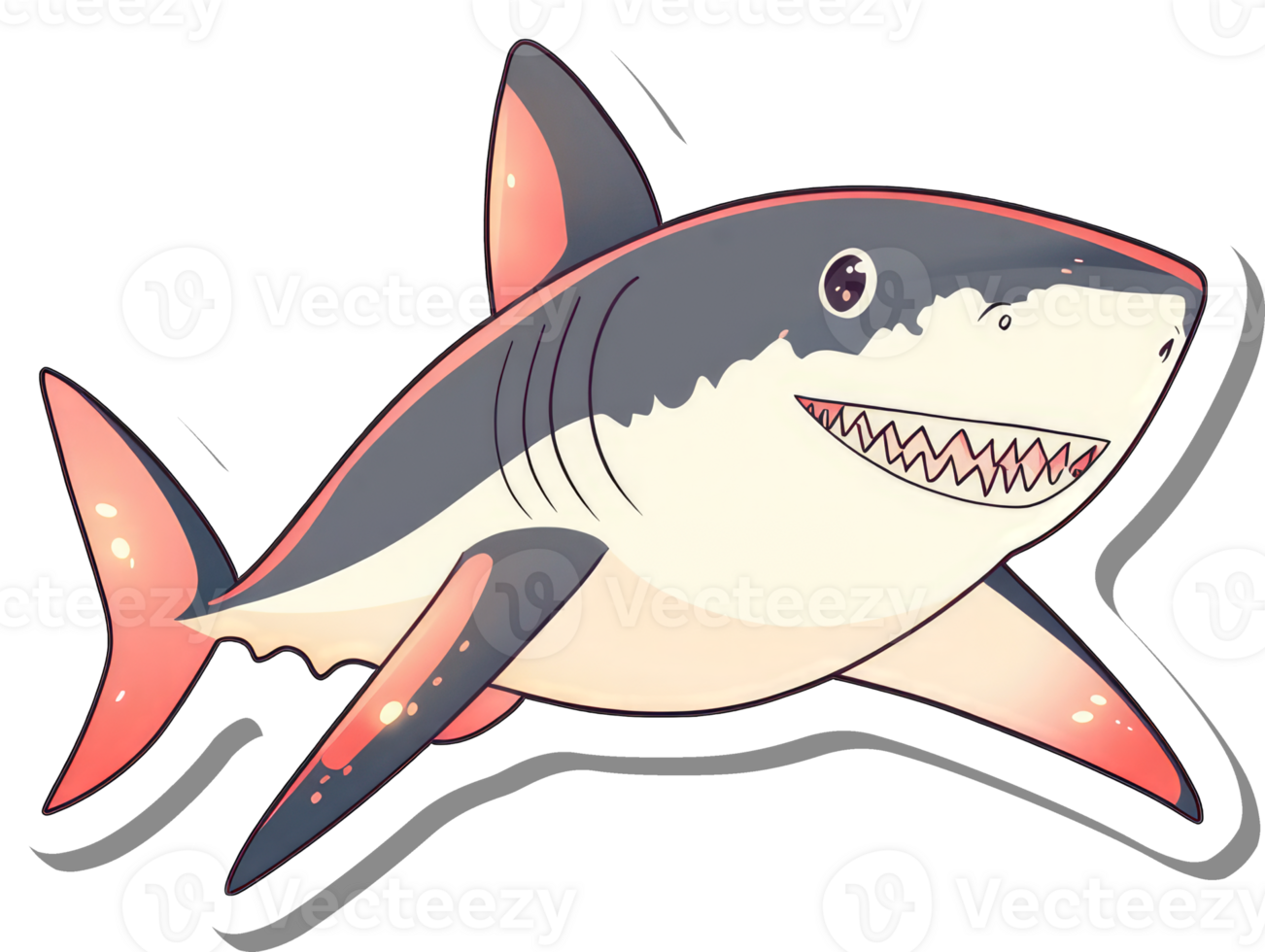 A Happy Cartoon Shark Smiles Widely png
