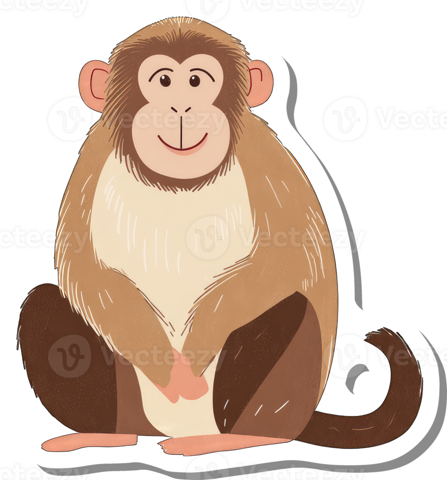 A Happy Brown Monkey Sitting Calmly png