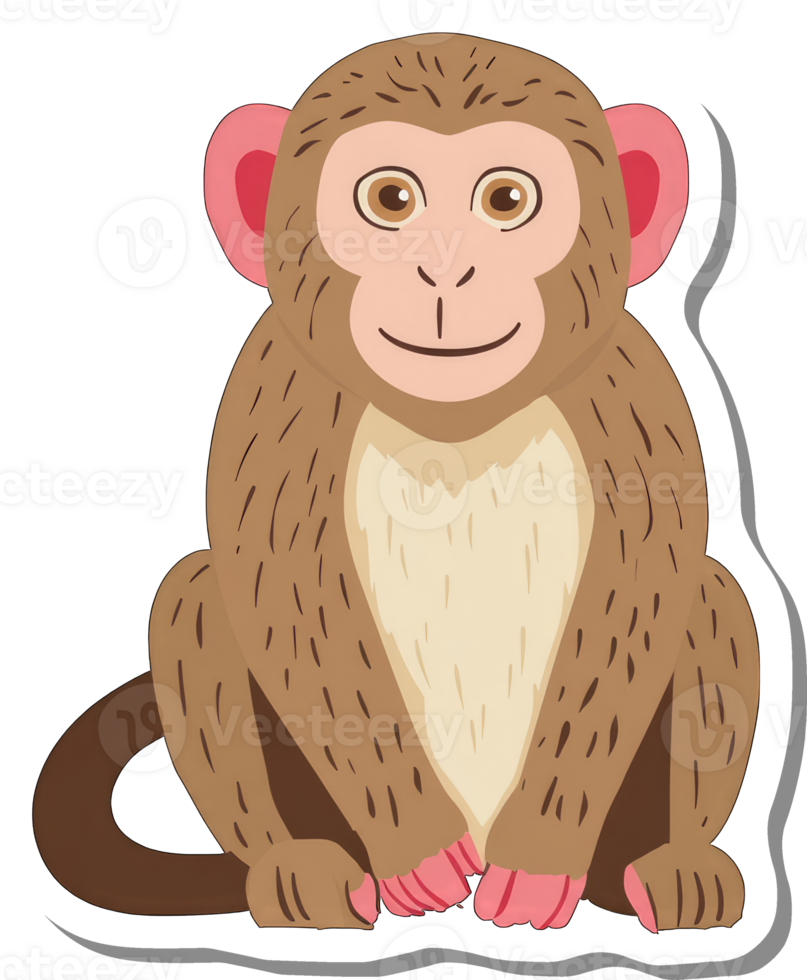 A Cute Brown Monkey Sitting Happily png