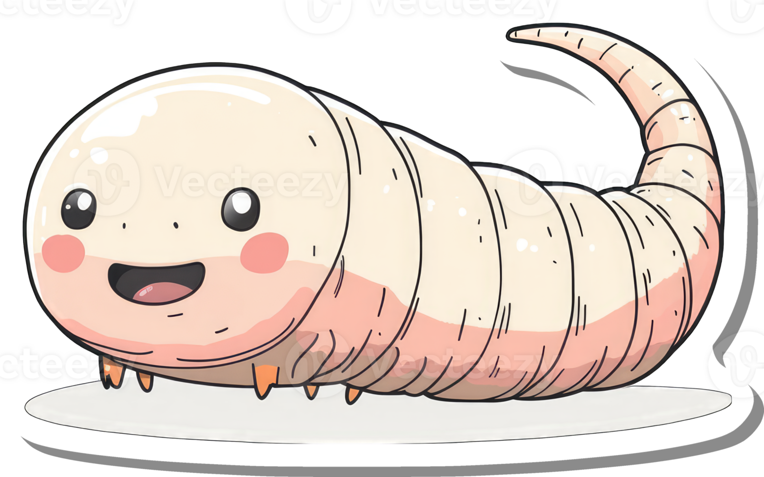 Adorable Cartoon Worm Character Illustration Design png