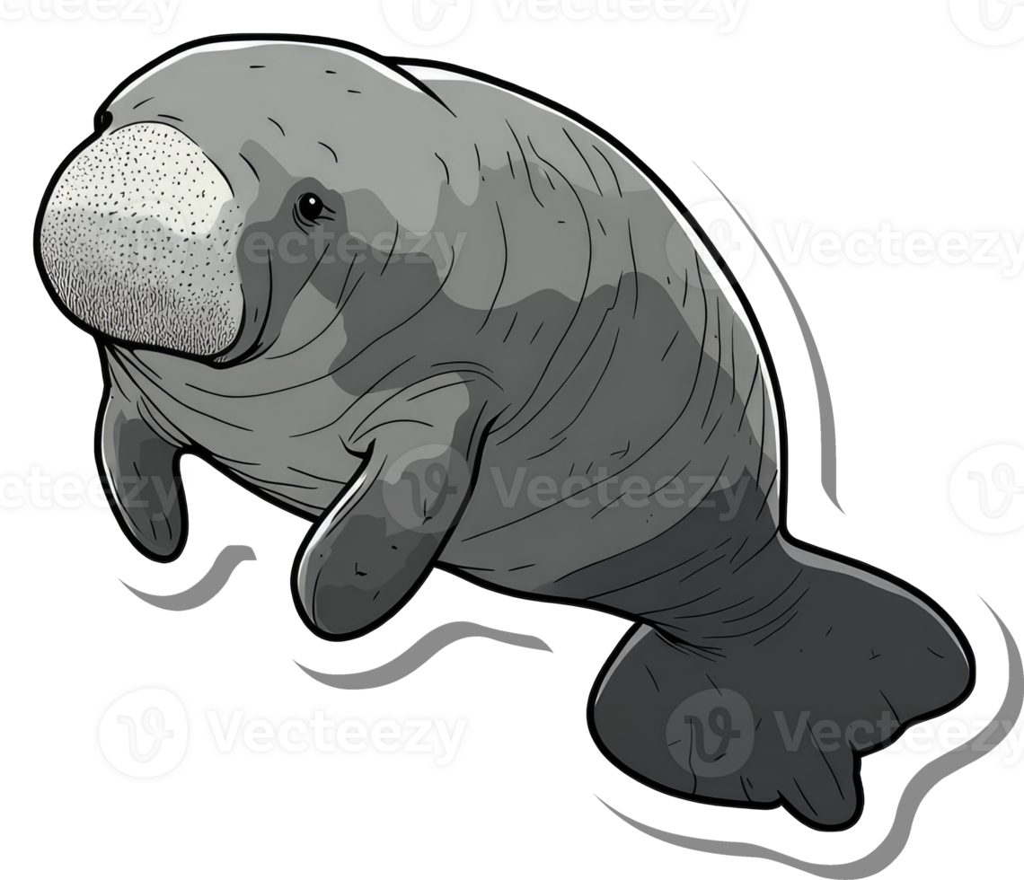 A Gray Manatee Swimming In The Ocean png