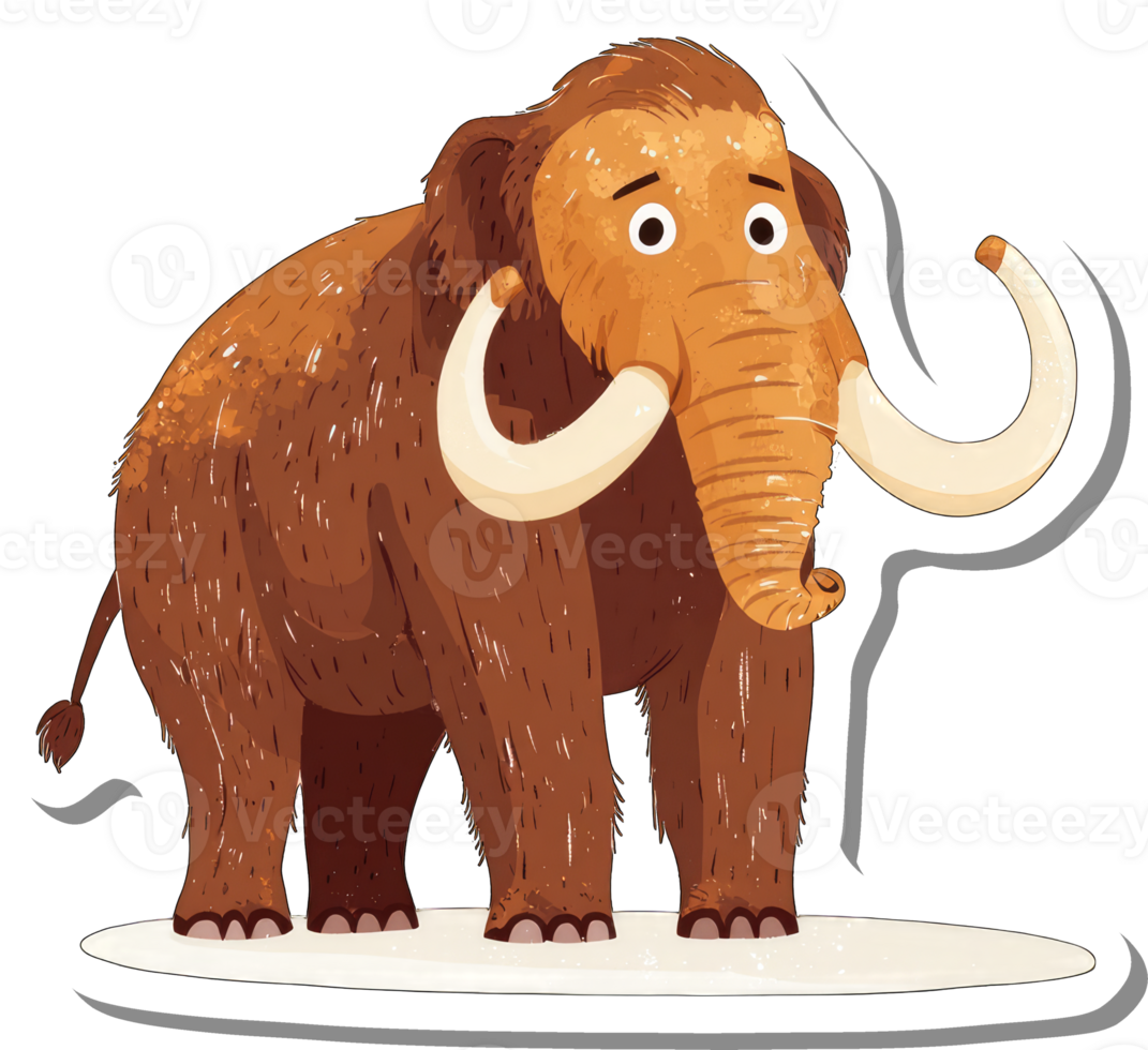 A Woolly Mammoth Stands on Snowy Ground png