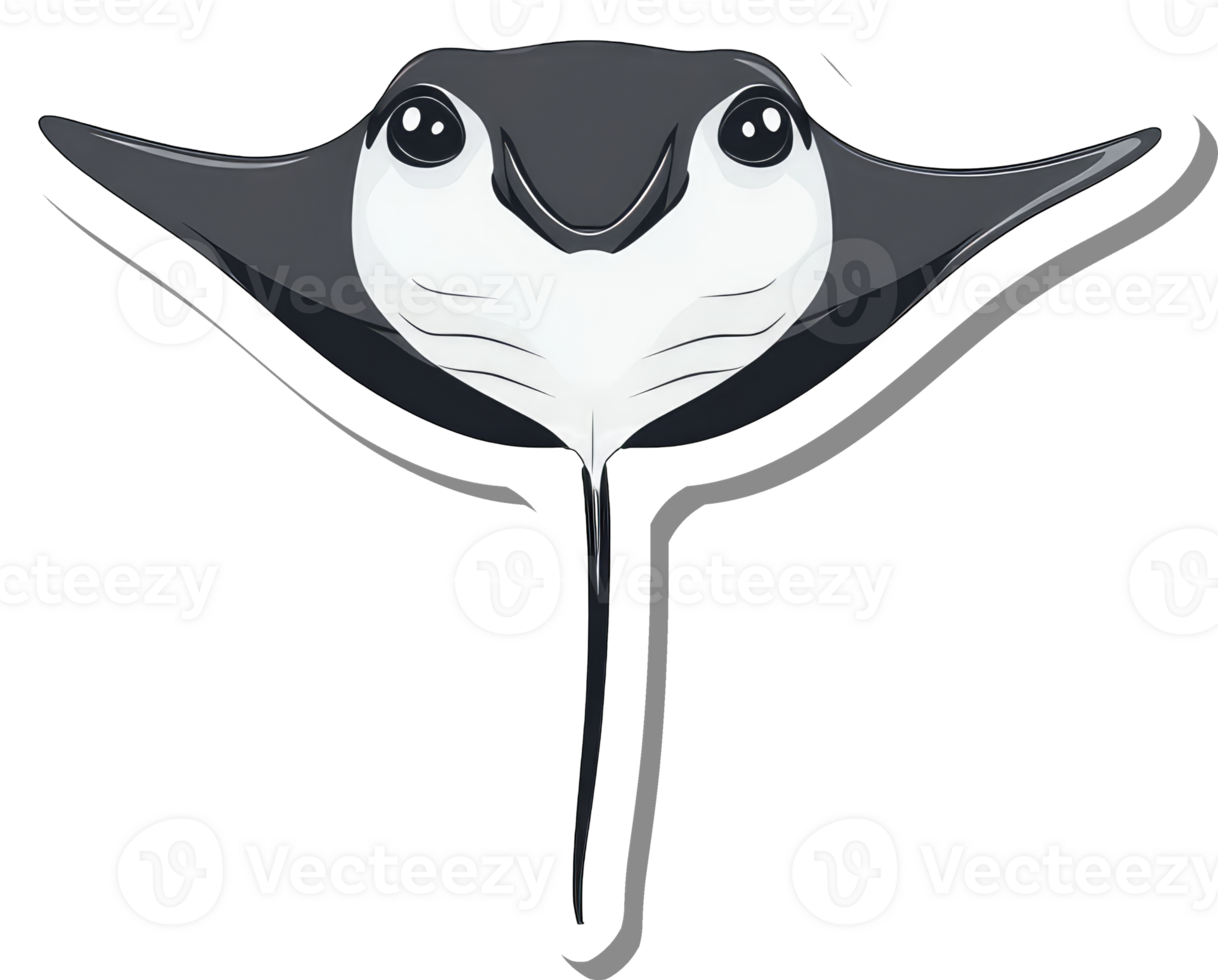 Adorable Cartoon Manta Ray Depicted in a Sticker Design png