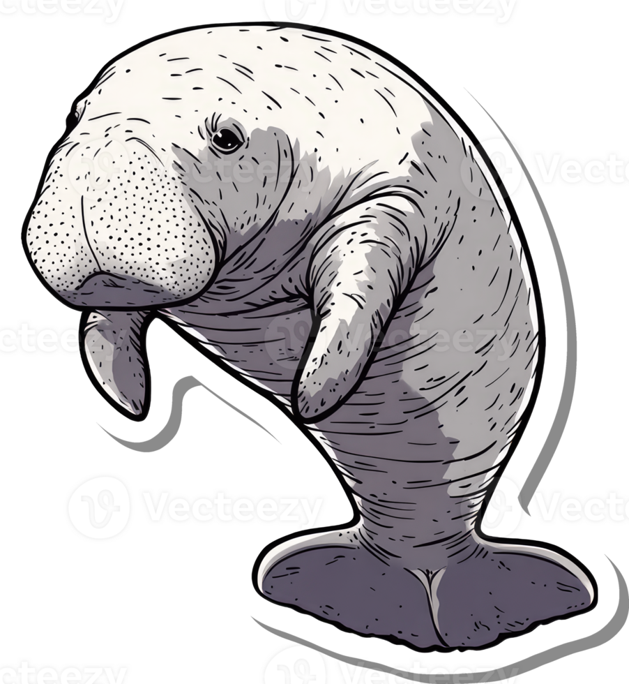 A Detailed Illustration Of A Gentle Manatee png