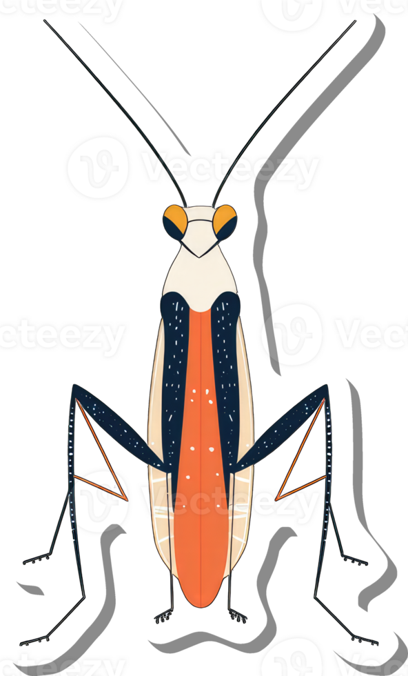 Stylized Insect Illustration Featuring Vibrant Colors And Long Antennae png