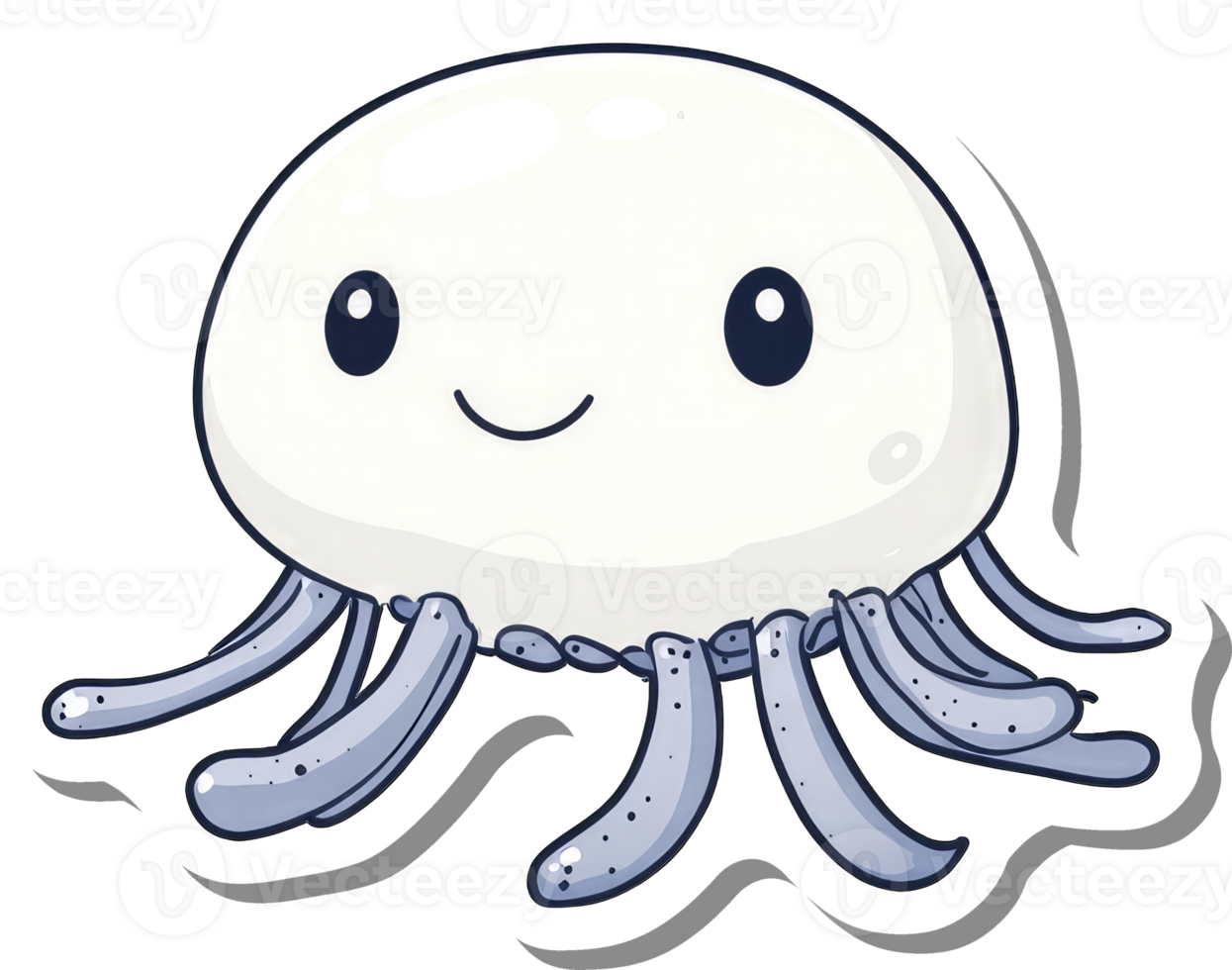 Adorable Cartoon Jellyfish Smiling Happily Underwater png