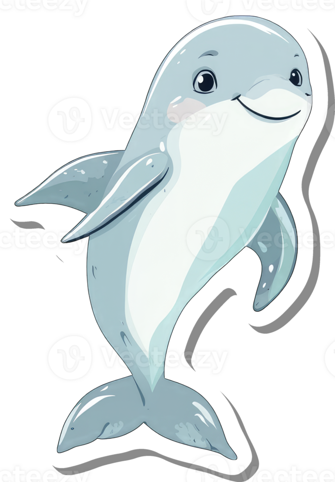 A Happy Cartoon Dolphin Smiling Joyfully In The Ocean png