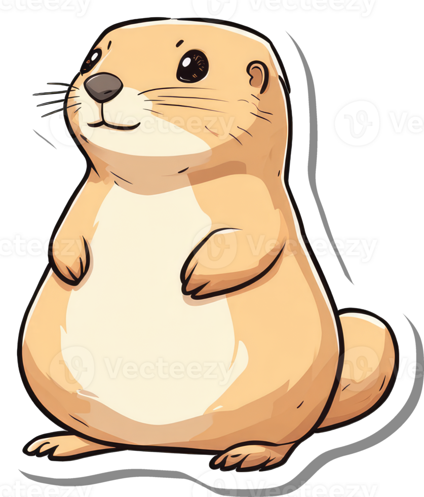 Adorable Cartoon Otter Standing Calmly and Sweetly png