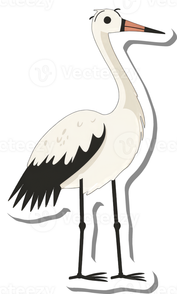 A Cartoon Illustration Of A White Stork Bird png