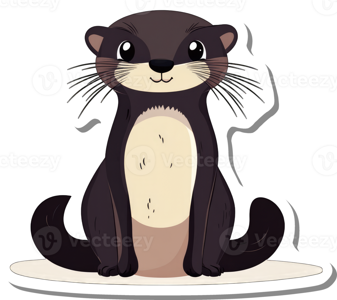 Adorable Cartoon Otter Sitting Calmly On White Background png