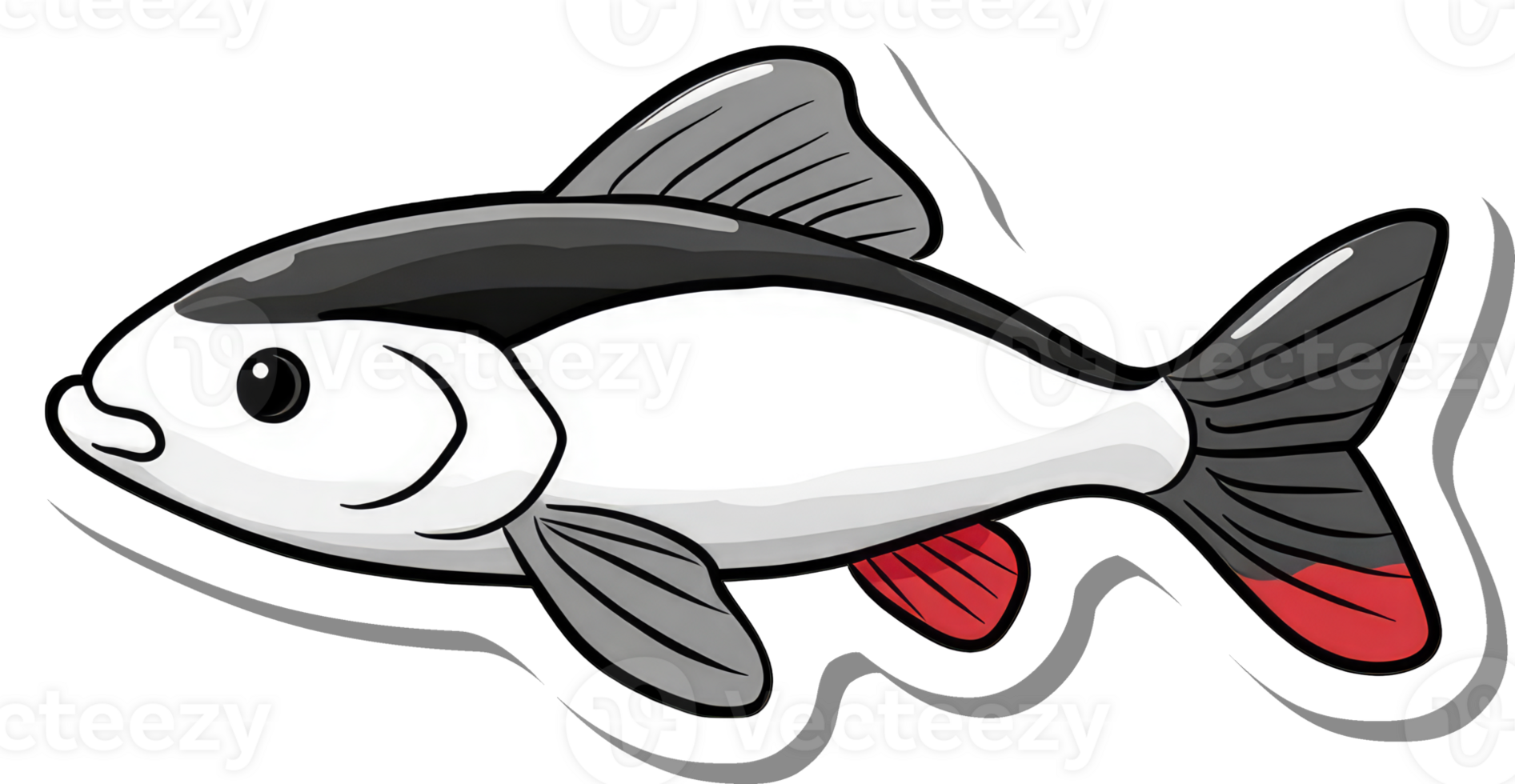 A Cartoon Illustration Of A Fish With Red Fins png