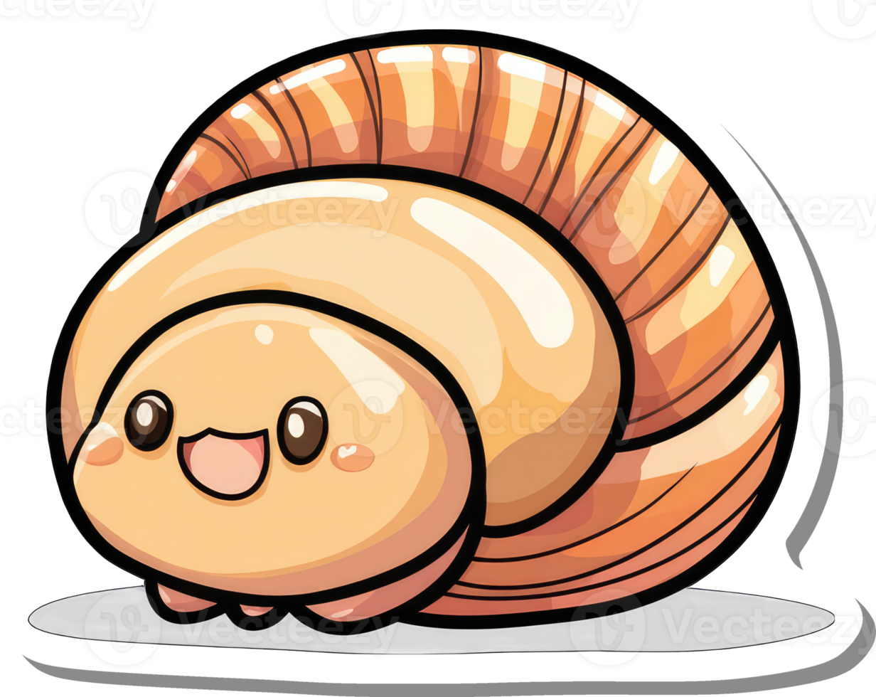 Adorable Cartoon Snail With Orange Shell png