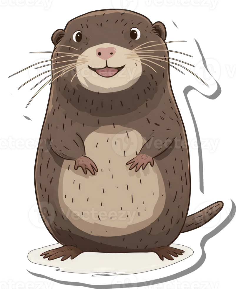 A Happy Smiling Otter Cartoon Character Illustration png