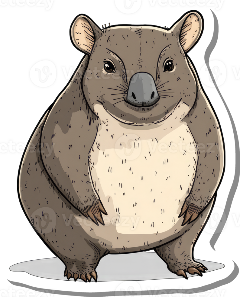 A Cute Cartoon Wombat Stands Calmly png