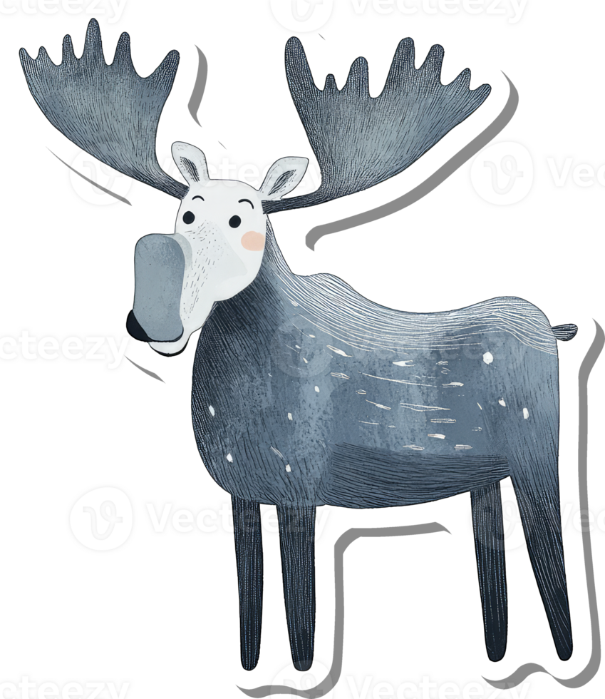 A charming illustration of a blue moose png