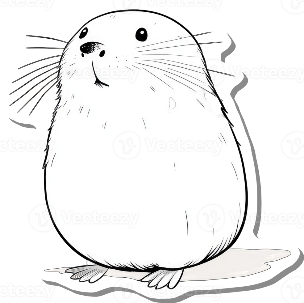 A Cute Cartoon Drawing Of A Round White Animal png