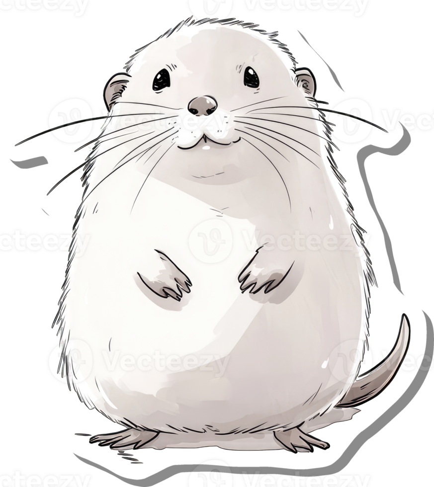 An Adorable White Rodent Poses Cheerfully png