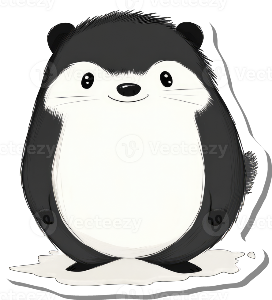 Adorable Cartoon Animal With Black Fur And White Belly png