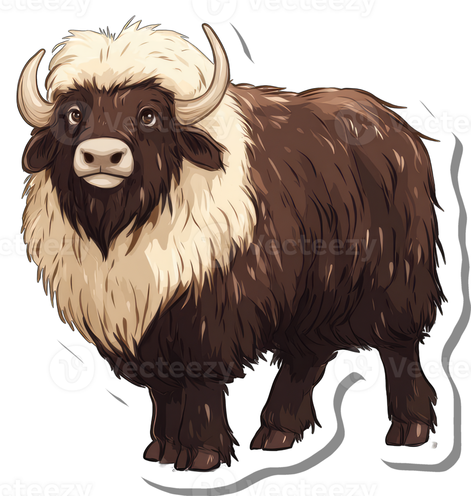 A Musk Ox Illustration Depicts A Powerful Arctic Animal png