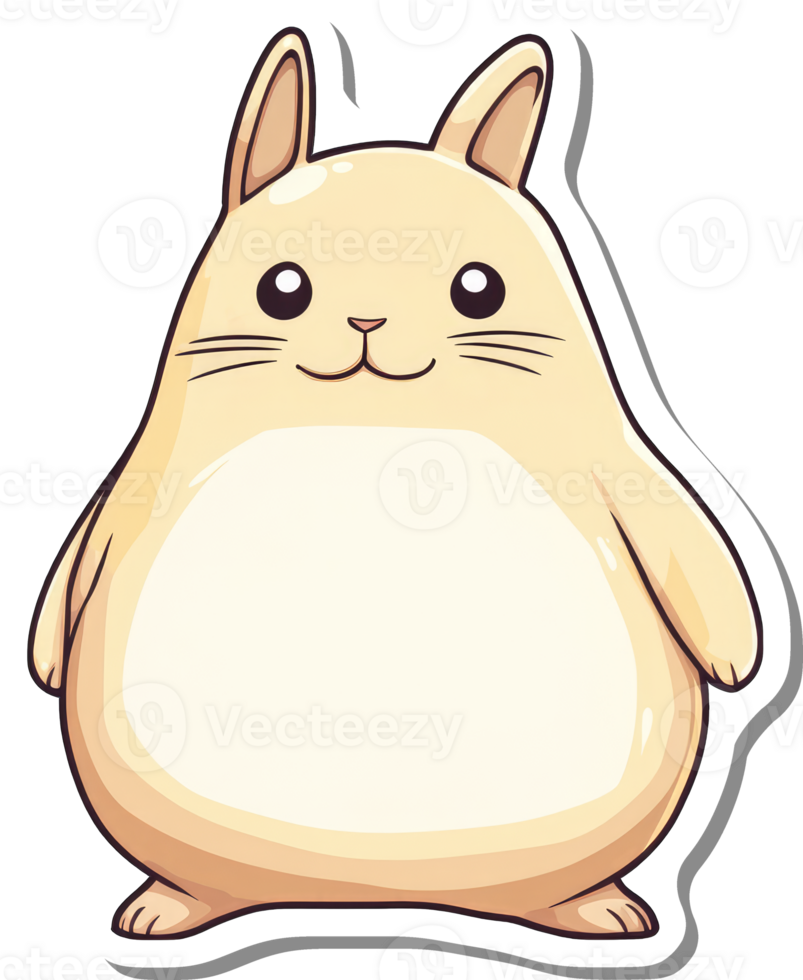 Adorable Chubby Rabbit Cartoon Character Illustration png