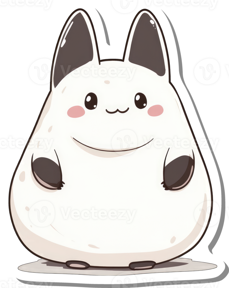 Adorable Round White Bunny Character Illustration png